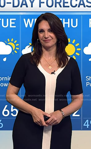 Maria’s black contrast trim knit dress on Today