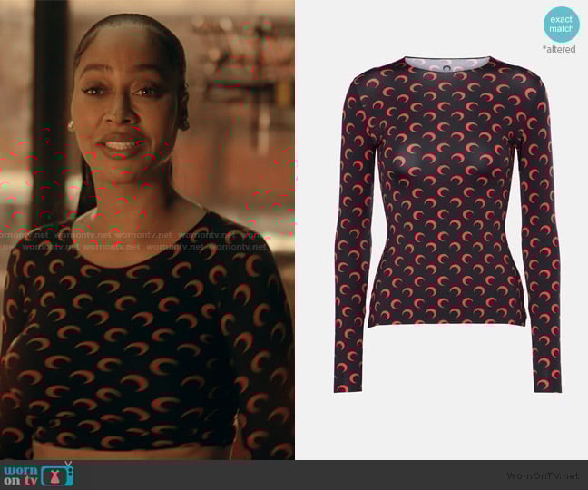 Marine Serre Moon jersey top worn by Dom ( La La Anthony) on The Chi