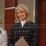Marlena’s black check open jacket on Days of our Lives