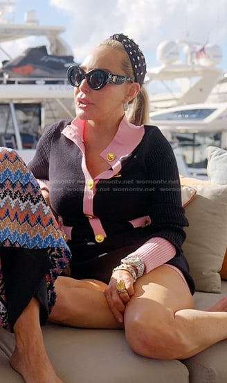 Marysol's black and pink contrast knit romper on The Real Housewives of Miami
