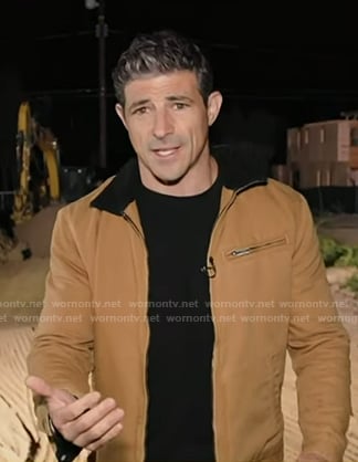 Matt Gutman's camel beige zip front jacket on Good Morning America
