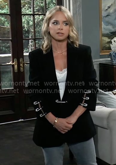 Maxie's black blazer with safety pins on General Hospital