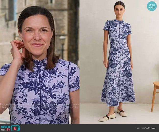 Me + Em Mystic Floral Print Cap Sleeve Maxi Dress worn by Maggie Rulli on Good Morning America