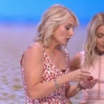 Meaghan’s raspberry print mini dress on Live with Kelly and Mark