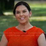 Meg Oliver’s red textured knit top on CBS Mornings