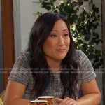 Melinda's grey plaid dress on Days of our Lives