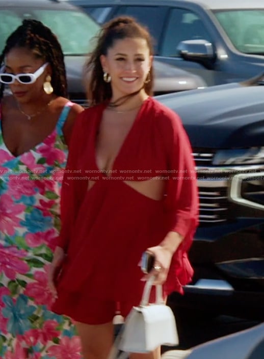 Melissa's red cutout mini dress on The Valley