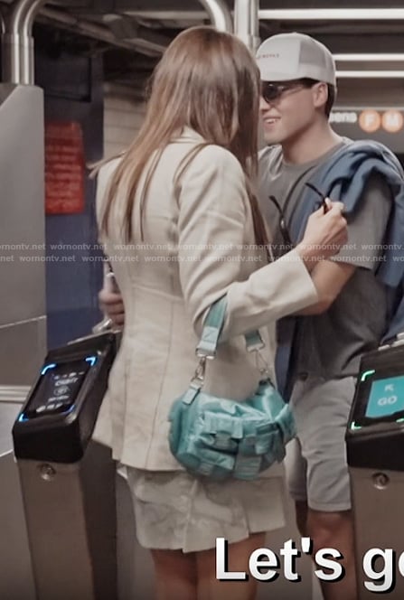 Meredith Marks' blue shoulder bag on Next Gen NYC
