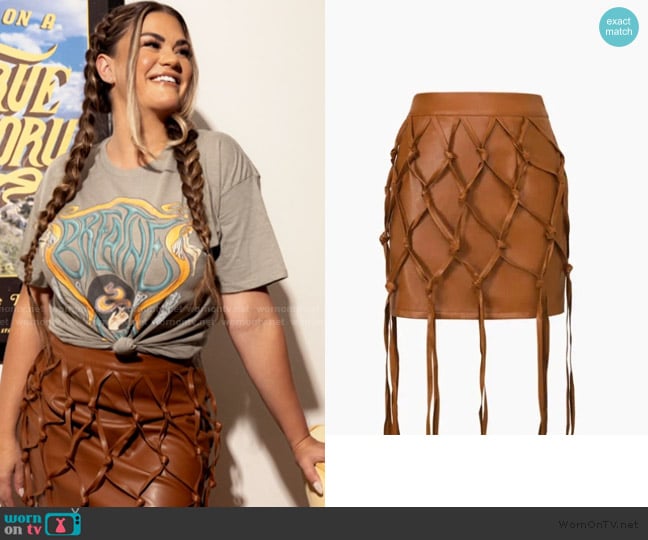 Micas Faux leather fringe mini skirt worn by Brittany Cartwright on The Valley