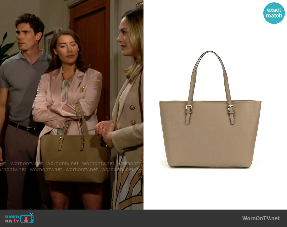 Michael Kors Jet Set Medium Tote Bag worn by Steffy Forrester (Jacqueline MacInnes Wood) on The Bold and the Beautiful