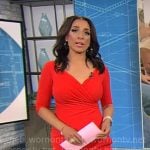 Michelle Miller’s red gathered dress on CBS Mornings