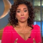 Michelle Miller’s scalloped trim v-neck dress on CBS Mornings