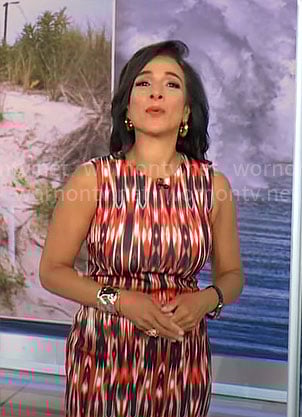 Michelle Miller's red printed dress on CBS Mornings