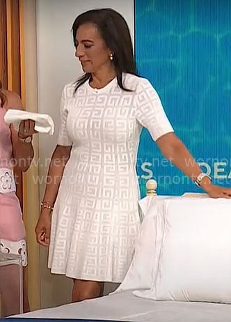 Michelle Miller’s white monogram dress on CBS Mornings