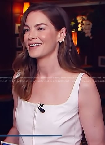 Michelle Monaghan's white square neck dress on Access Hollywood