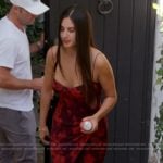 Michelle’s red floral print dress with slit on The Valley