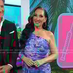 Michelle Visage’s blue floral one-shoulder dress on Today