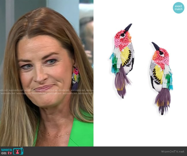 Mignonne Gavigan Hummingbird Beaded Earrings worn by Christina Stembel on Today