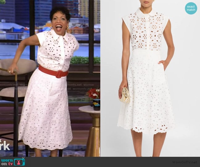 Milly Noella Eyelet Floral-Embroidered Midi Skirt worn by Liza Colon-Zayas on Live with Kelly and Mark