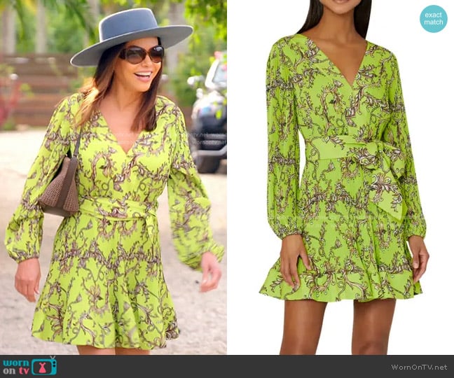 Milly Liv Tassel Pleated Minidress in Chartreuse Multi worn by Adriana de Moura (Adriana de Moura) on The Real Housewives of Miami