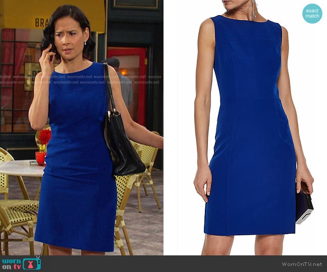Milly Mika Cady Mini Dress in Cobalt blue worn by Amy Cho (Shi Ne Nielson) on Days of our Lives