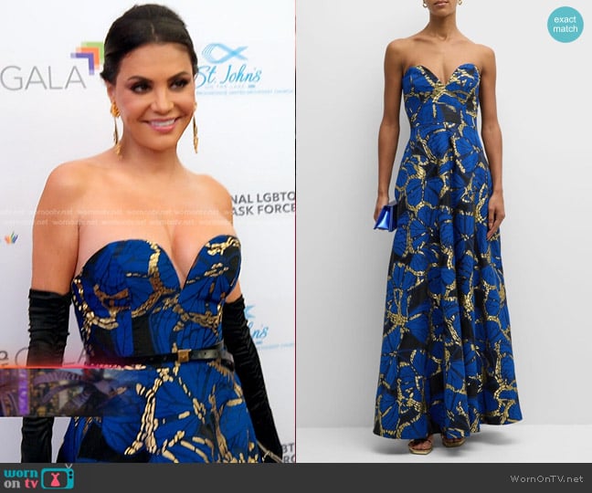 Milly Roxy Strapless A-Line Metallic Jacquard Gown worn by Adriana de Moura (Adriana de Moura) on The Real Housewives of Miami