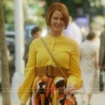 Miranda’s abstract print skirt on And Just Like That