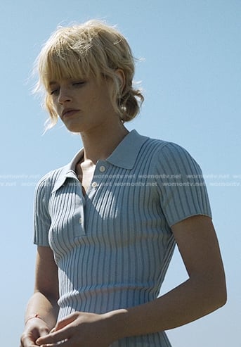 Mirren's blue ribbed polo dress on We Were Liars