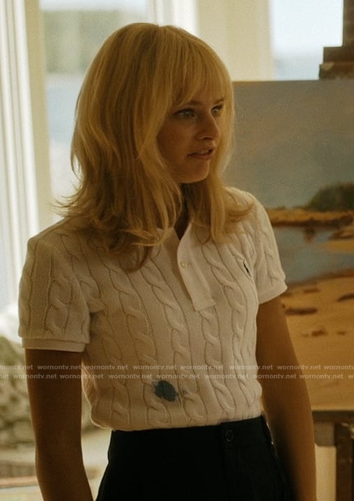 Mirren's white cable knit polo on We Were Liars