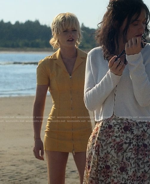 Mirren's yellow zip front mini dress on We Were Liars