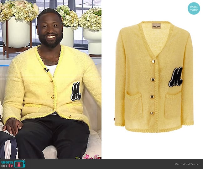 Miu Miu Bouclé Single-Breasted Jacket with Terrycloth Patch worn by Dwyane Wade on Today