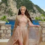 Model's dress with floral cape on The Bold and the Beautiful