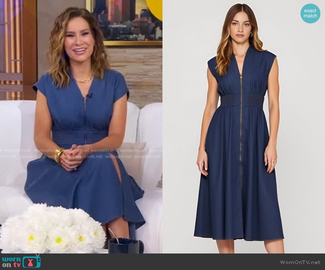 Rebecca’s smocked waist denim dress on GMA