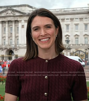 Molly’s burgundy cable knit short sleeve cardigan on Today