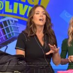 Monica Mangin’s black contrast stitch jumpsuit on Live with Kelly and Mark