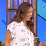 Monica Mangin’s white printed top on Live with Kelly and Mark