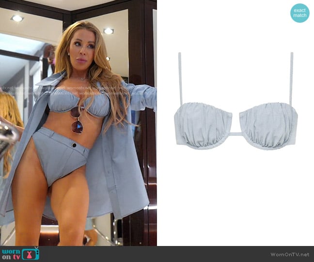 Montce Petal Bikini Top in light denim worn by Lisa Hochstein (Lisa Hochstein) on The Real Housewives of Miami