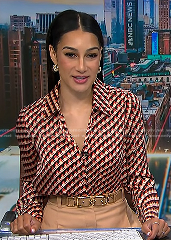Morgan’s beige geometric print shirt on NBC News Daily
