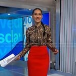 Morgan’s leopard blouse and red skirt on NBC News Daily