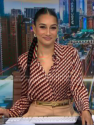 Morgan’s beige geometric print shirt on NBC News Daily