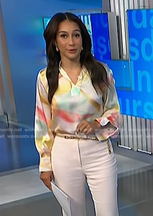 Morgan's watercolor blouse on NBC News Daily