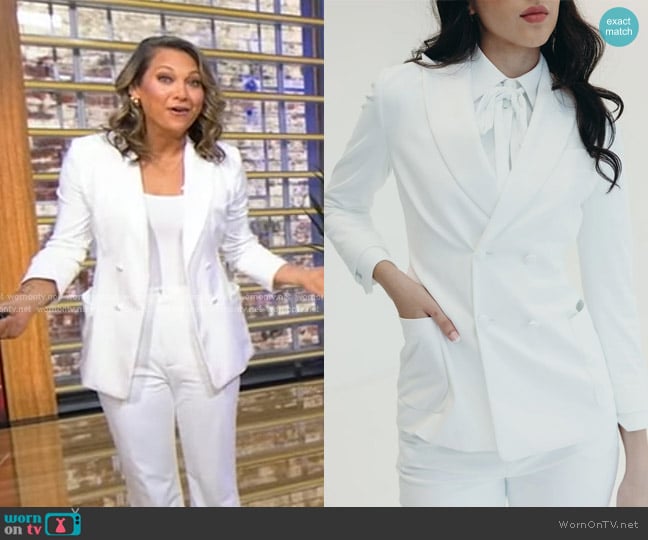 Ginger’s white patch pocket blazer on GMA