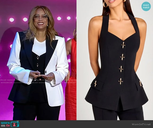 Nadine Merabi Zoe Peplum Waistcoat worn by Tyra Banks on Today