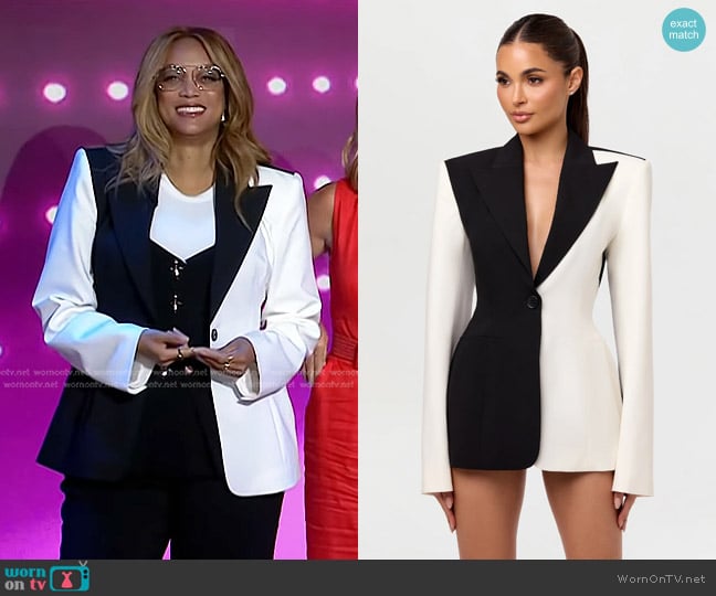 Naked Wardrobe Two-Tone Suited Blazer worn by Tyra Banks on Today