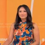 Nancy Chen’s floral pleated dress on CBS Mornings