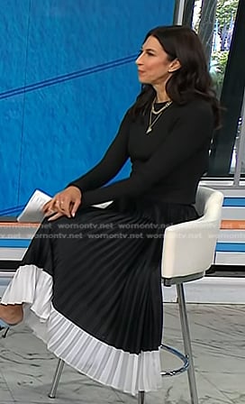 Natalie's black colorblock pleated skirt on Today