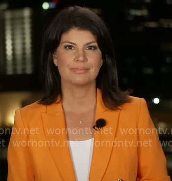 Natalie Brand's orange blazer on CBS Mornings