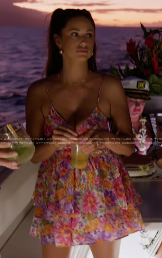 Nia's floral print romper on The Valley