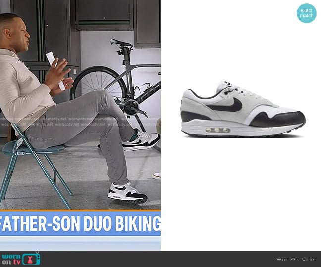 Nike Air Max 1 Essential Sneaker in White/ Pure Platinum worn by Craig Melvin on Today