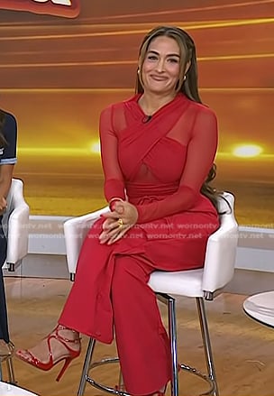 Nikki Bella's red criss cross mesh top on Today